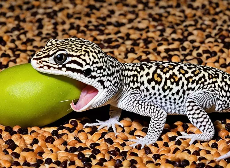 leopard gecko feeding fruit